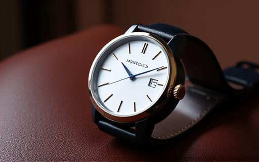 エレガントなビスポークコレクションの腕時計、レザー調の背景